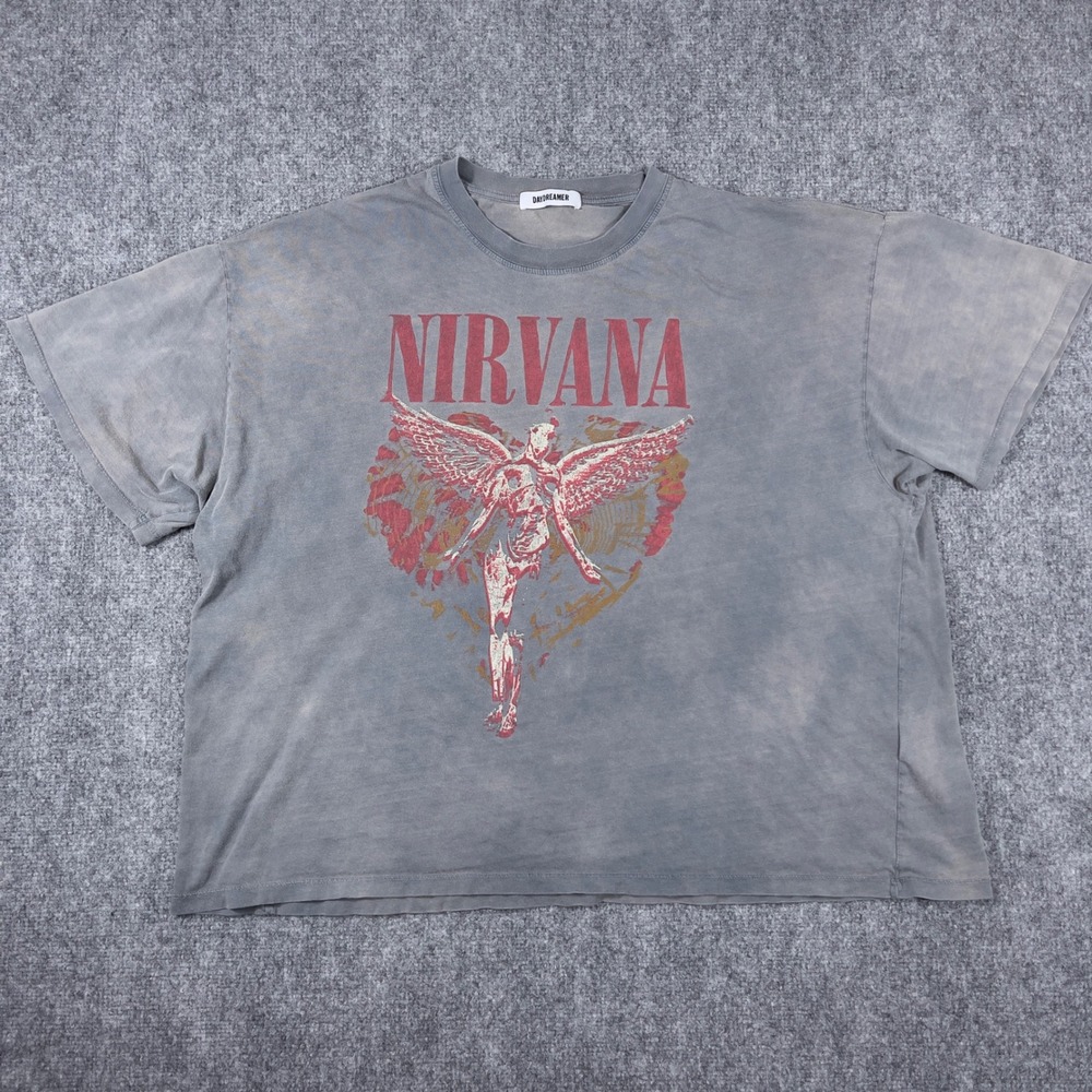 Daydreamer Nirvana T-Shirt One Size Grey In Utero Graphic Oversized Tee